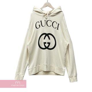 グッチ(Gucci)のGUCCI Interlocking G Hooded Sweatshirt 475374 X3Q25 グッチ インターロッキングGフーデッドスウェットシャツ プルオーバーパーカー ロゴプリント ホワイト ナチュラル サイズXL【231121】【中古-B】【me04】(パーカー)