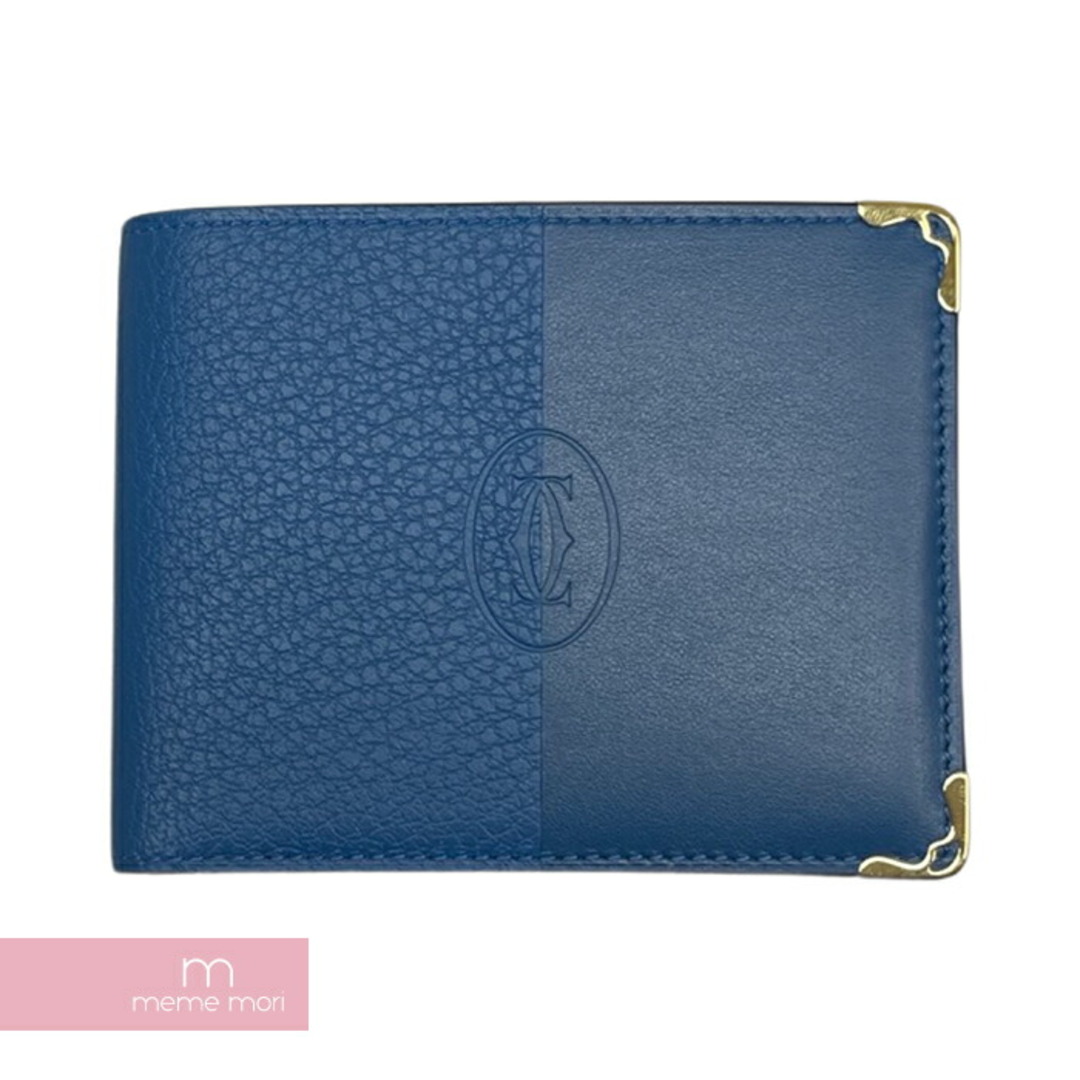 折り財布Cartier Must De Cartier 6 Credit Card Wallet CRL3001920 カルティエ マストドゥカルティエ  6クレジットカードウォレット 二つ折り財布 カーフスキン ゴールドメタル装飾 ブルー【231122】【-A】【me04】