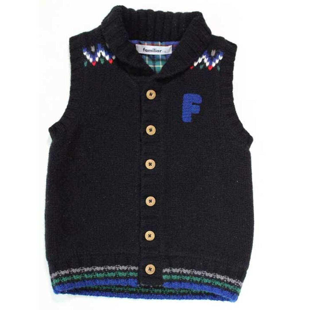 familiar(ファミリア)の☆ファミリア/familiar☆110cm ベスト 黒 【中古】子供服 キッズ kids 男の子 秋冬 600132 キッズ/ベビー/マタニティのベビー服(~85cm)(その他)の商品写真