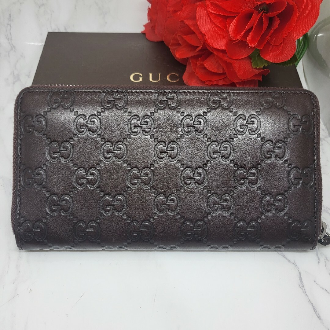 Gucci - 【未使用に近い】 GUCCI グッチ シマ 長財布 財布 ラウンド