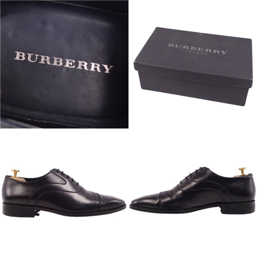 美品 バーバリー BURBERRY レザーシューズ オックスフォード ビジネスシューズ カーフレザー ストレートチップ 革靴 メンズ 26.5cm  ブラック
