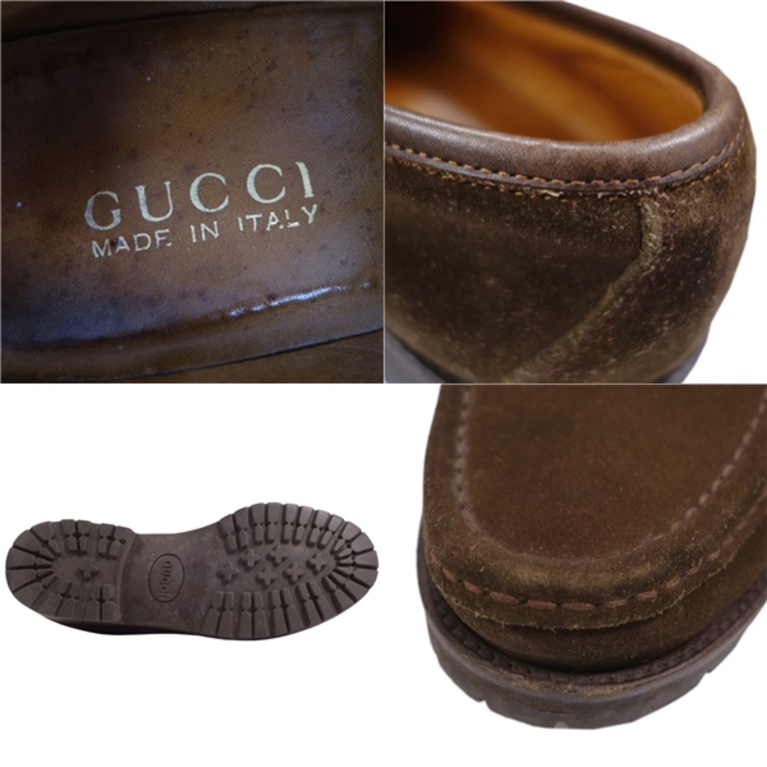 Gucci(グッチ)のグッチ GUCCI ローファー モカシン ホースビット スウェードレザー シューズ 靴 レディース イタリア製 7B(24cm相当) ブラウン レディースの靴/シューズ(ローファー/革靴)の商品写真