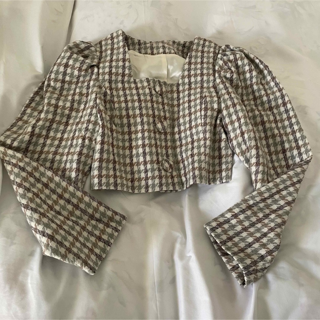 Honey mi Honey(ハニーミーハニー)のハニーミーハニー　hound tooth puff jacket &skirt レディースのレディース その他(セット/コーデ)の商品写真