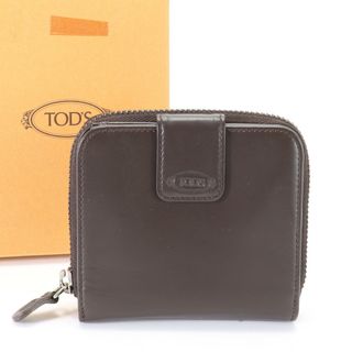 トッズ(TOD'S)の美品 トッズ レザー 二つ折り 財布 コンパクト ウォレット ラウンドファスナー 人気 定番 ブラウン メンズ レディース MNT 1119-M19(折り財布)