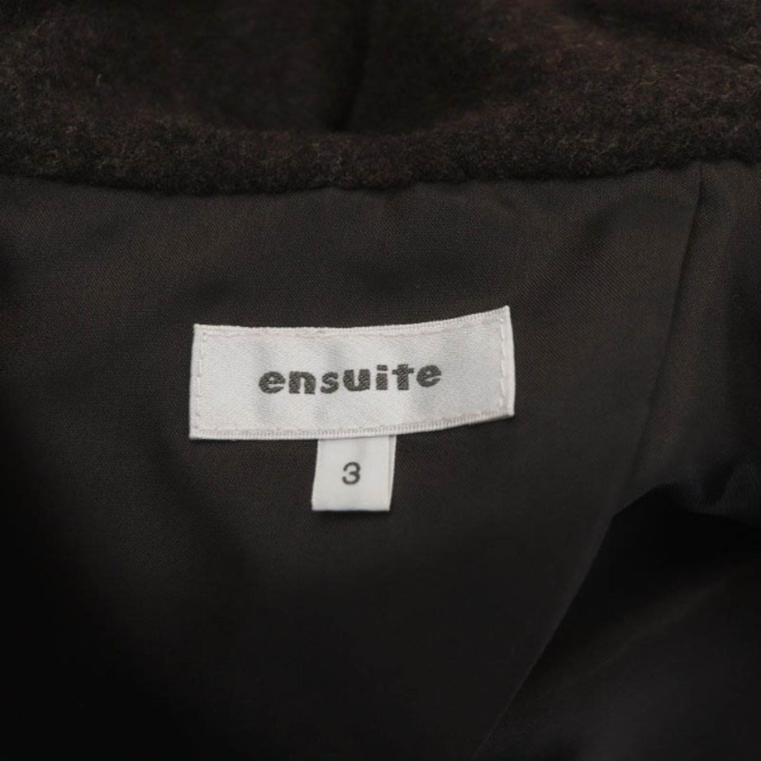 ensuite(エンスウィート)のエンスウィート レナウン フード ウール コート リボンベルト付き 3 茶 レディースのジャケット/アウター(その他)の商品写真