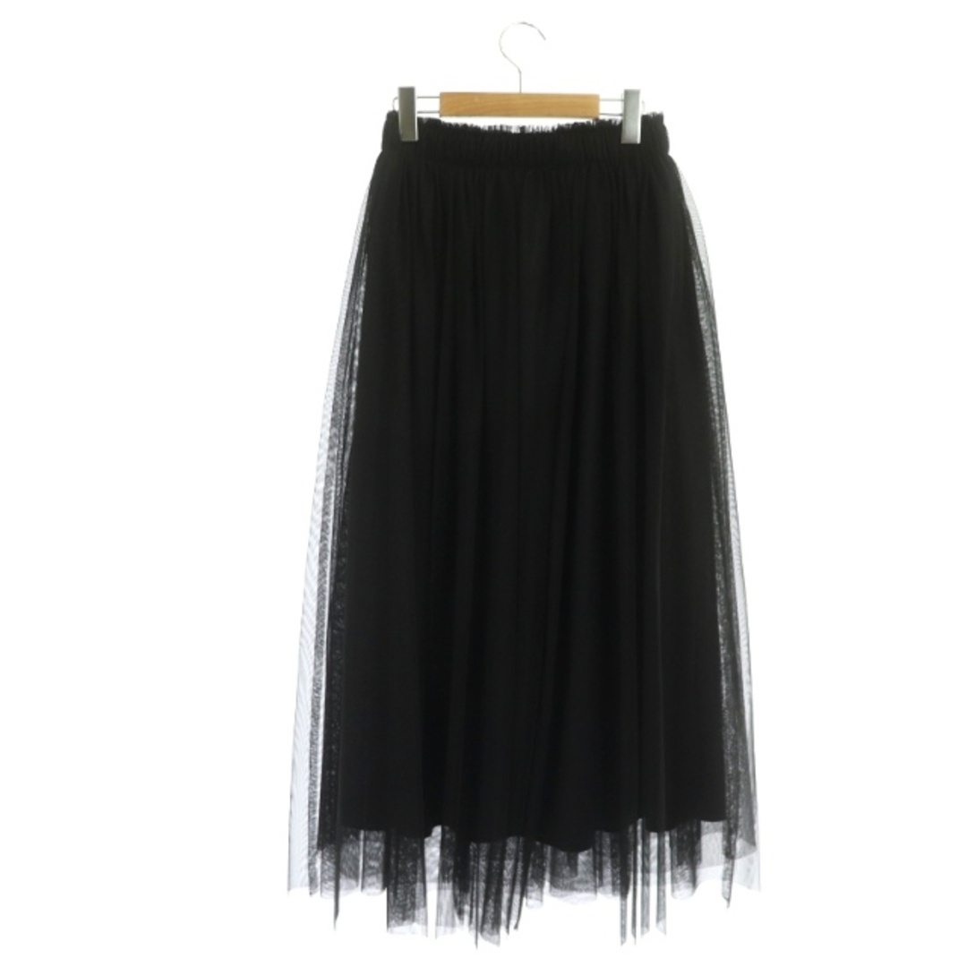 LOUNIE(ルーニィ)のルーニィ 23AW チュールギャザースカート ロング インナー付き 36 黒 レディースのスカート(ロングスカート)の商品写真