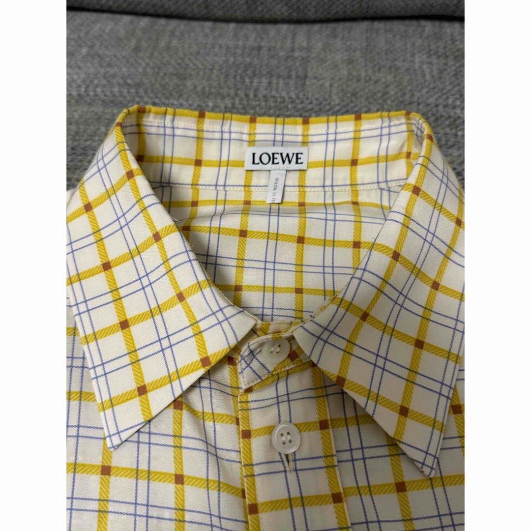 LOEWE(ロエベ)のLOEWE アナグラムプリントシルクチェックシャツ メンズのトップス(シャツ)の商品写真