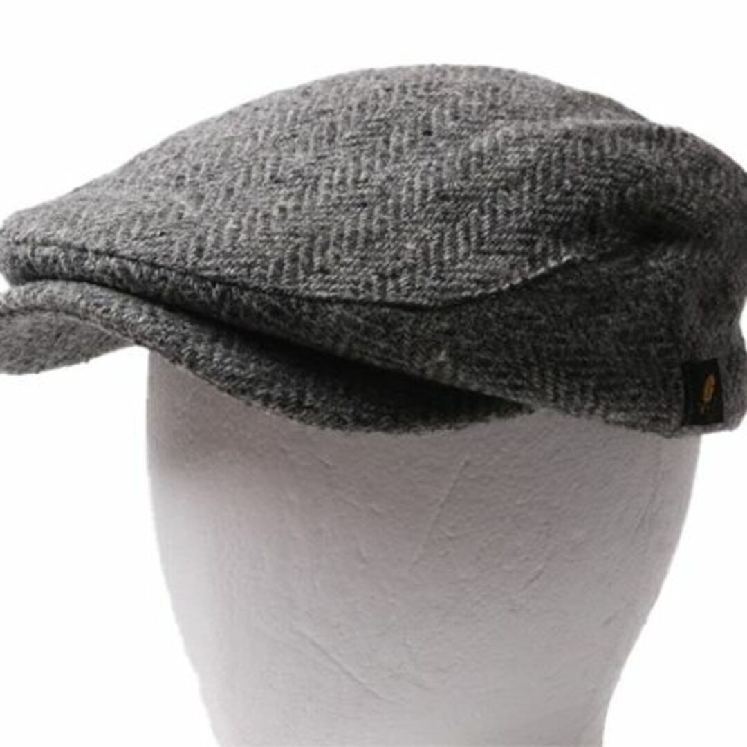 メンズ手作り アイルランド製 ハットマン ツイード ハンチング M キャップ 帽子 灰