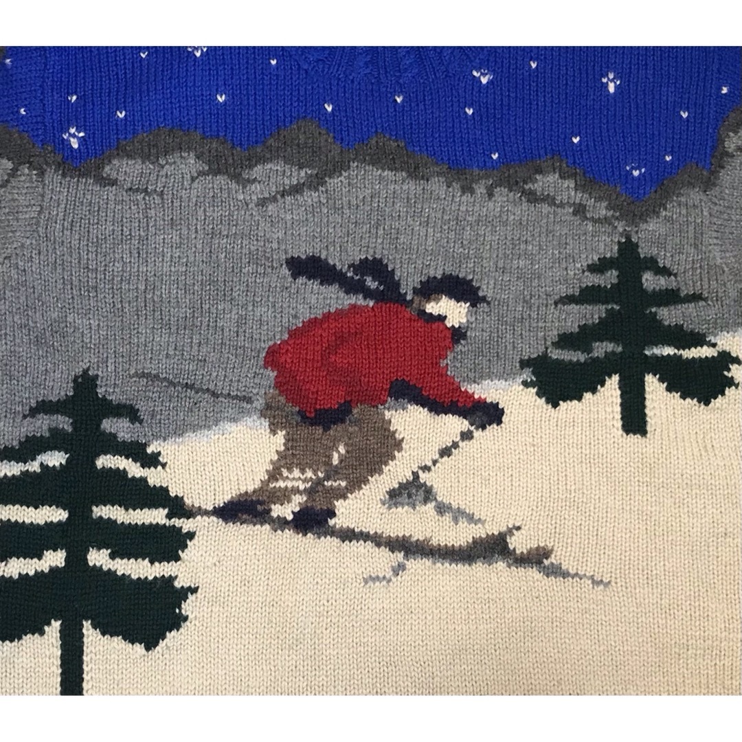 圧巻の風景画&ケーブル編み 90's ラルフローレン スキー柄 ニット セーター