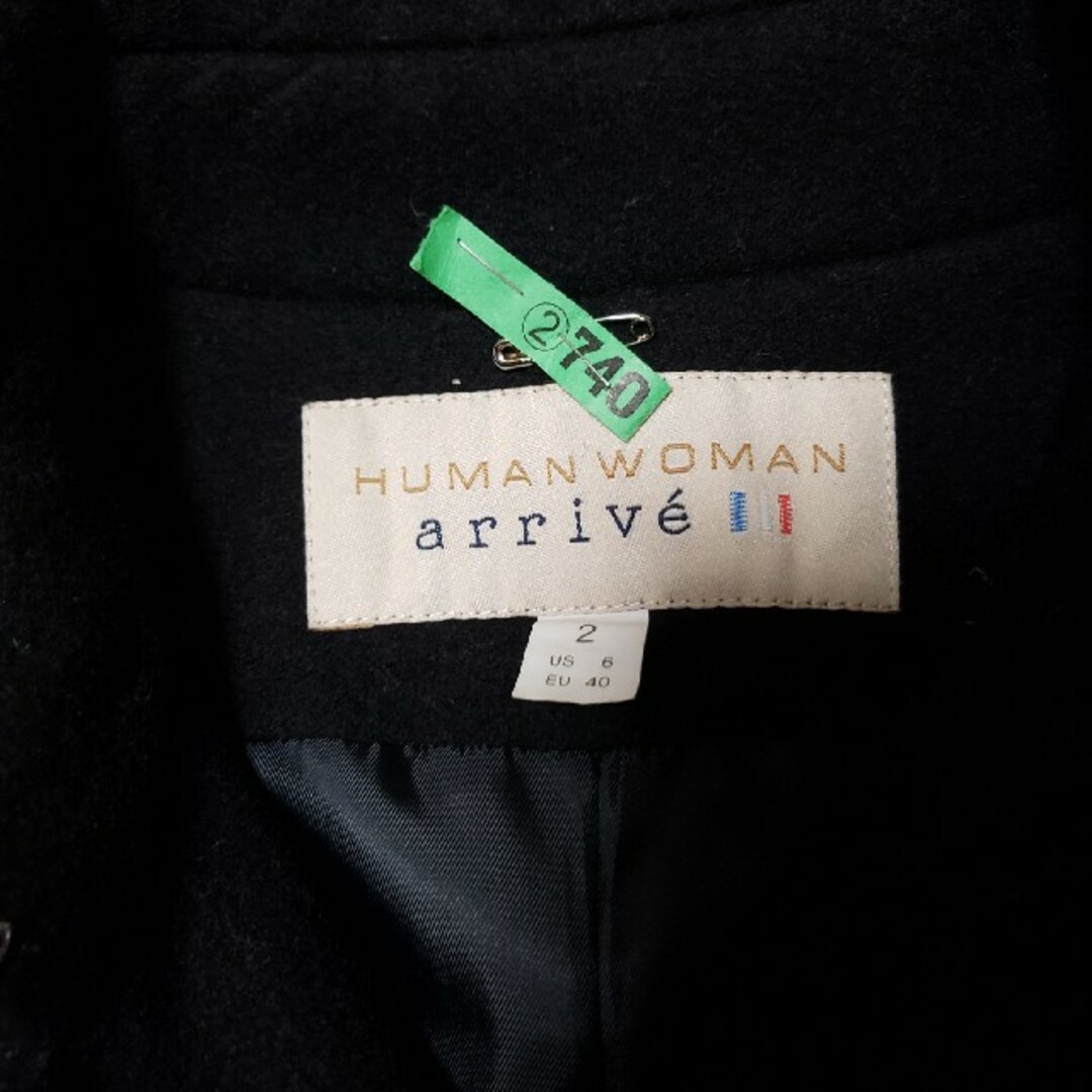 HUMAN WOMAN(ヒューマンウーマン)のHUMAN WOMAN  ロングコート　ブラック レディースのジャケット/アウター(ロングコート)の商品写真