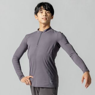 チャコット(CHACOTT)のChacott ロングスリーブハーフジップTシャツ　ブルー(Tシャツ/カットソー(七分/長袖))