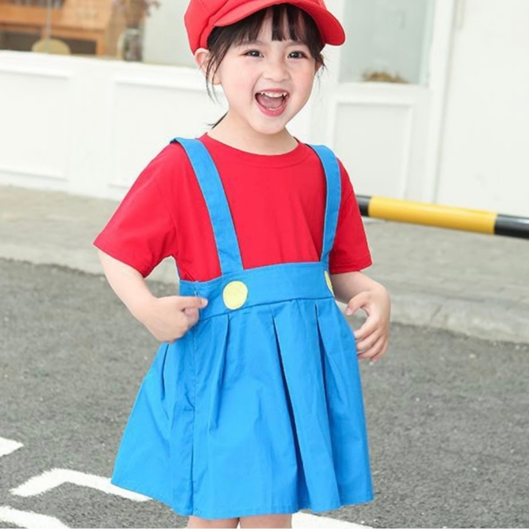 ☆半袖 マリオ ワンピース 子ども服 仮装 ハロウィン　USJ ユニバ キッズ/ベビー/マタニティのキッズ服女の子用(90cm~)(ワンピース)の商品写真