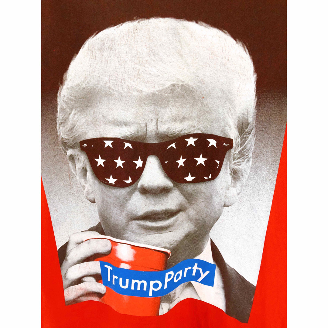 ドナルド・トランプ　Tシャツ　M　赤　USA古着　第45代アメリカ合衆国大統領 メンズのトップス(Tシャツ/カットソー(半袖/袖なし))の商品写真