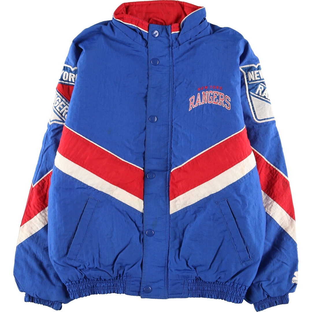 90年代 スターター Starter NHL NEW YORK RANGERS ニューヨークレンジャーズ 中綿ジャケット メンズXL ヴィンテージ /eaa396804ブルー系青色柄