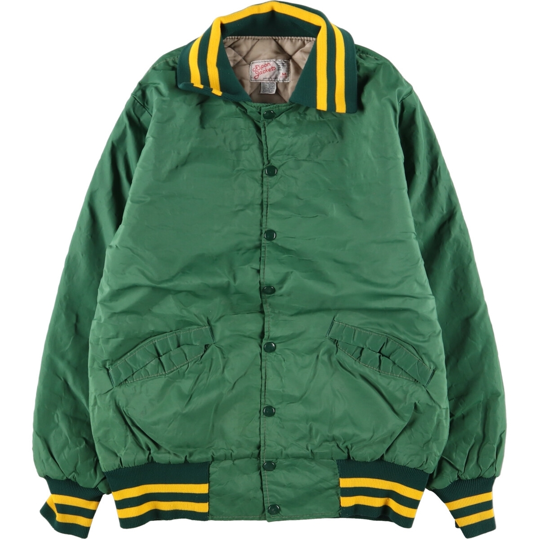 古着 80年代 Ripon Jackets バックプリント 襟付き ナイロンスタジャン アワードジャケット バーシティジャケット USA製 メンズM ヴィンテージ /eaa393442