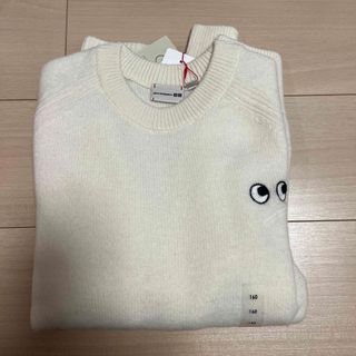 ユニクロ(UNIQLO)のユニクロ アニヤ ハインドマーチ クルーネックセーター 160 白(ニット/セーター)