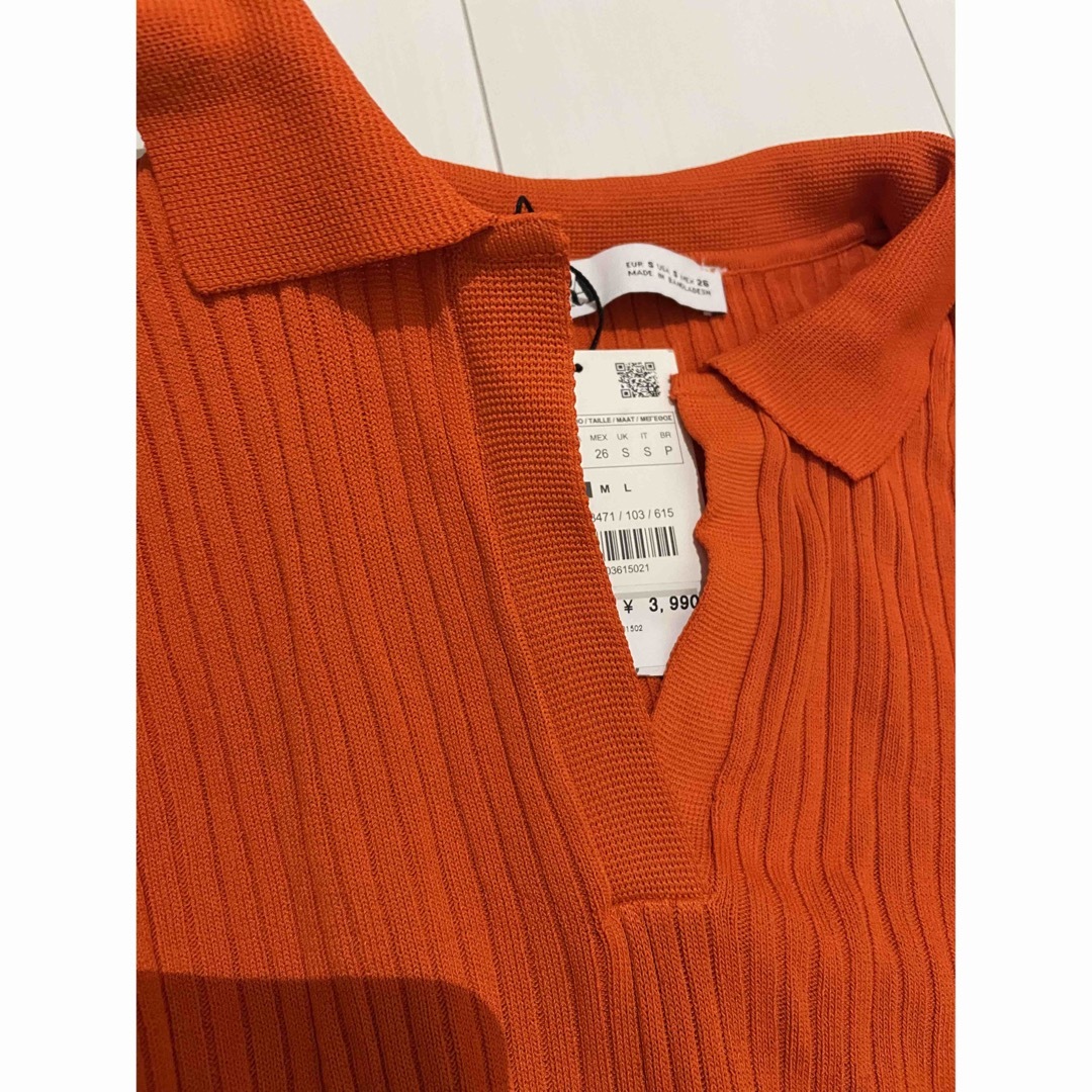 ZARA(ザラ)のリブニット　オレンジ　ZARA  新品タグ付き レディースのトップス(ニット/セーター)の商品写真