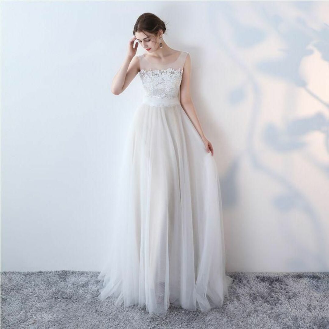 【ウエディング】ドレス　結婚式　ブライダル　Aライン　S　 二次会　ワンピースウェディングドレス