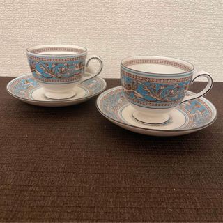 ウェッジウッド(WEDGWOOD)のウェッジウッド　フロレンティーン　ターコイズ　リー　カップ&ソーサー(グラス/カップ)