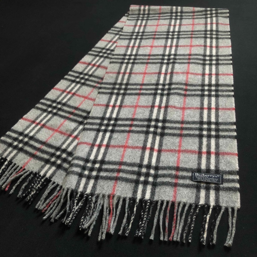 イングランド製 old burberrys カシミヤ マフラー シルバーグレー イングランド製 old burberrys カシミヤ マフラー シルバーグレー