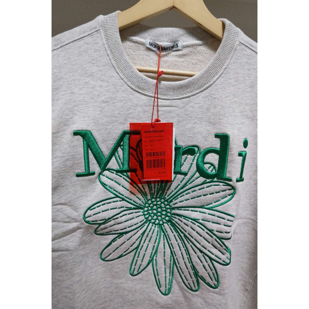 マルディメクルディMardi Mercrediスウェットオートミールグリーン刺繍