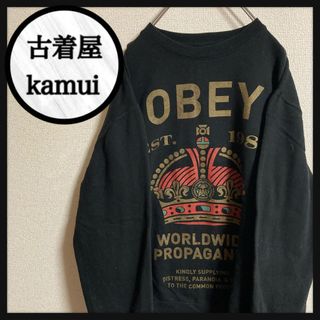 オベイ(OBEY)の【アメリカ古着】OBEY 長袖 スウェット 海外 デザイン プリント M(スウェット)