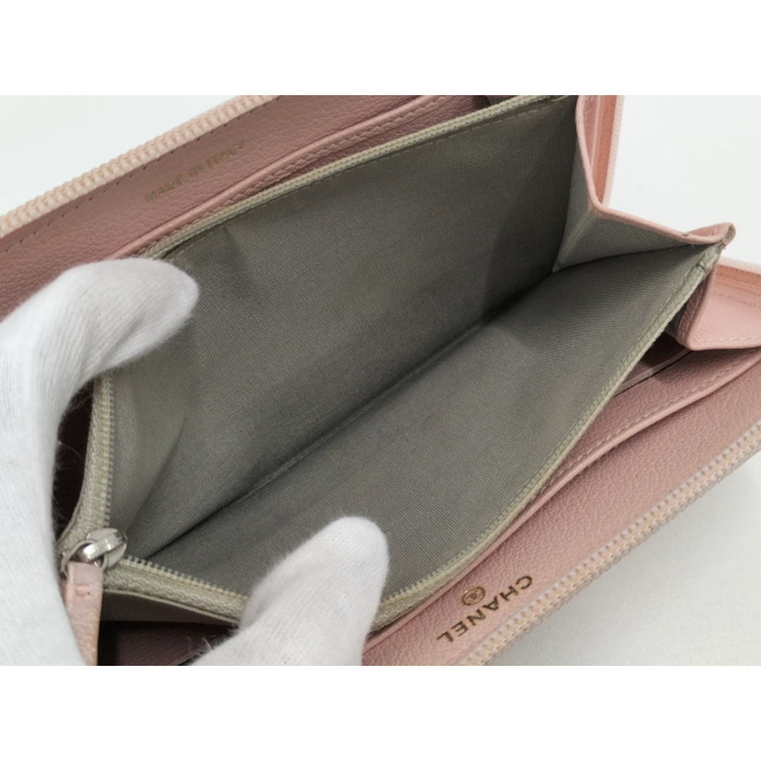 CHANEL(シャネル)のCHANEL ラウンドファスナー長財布 カメリア ココマーク レザー ピンク レディースのファッション小物(財布)の商品写真