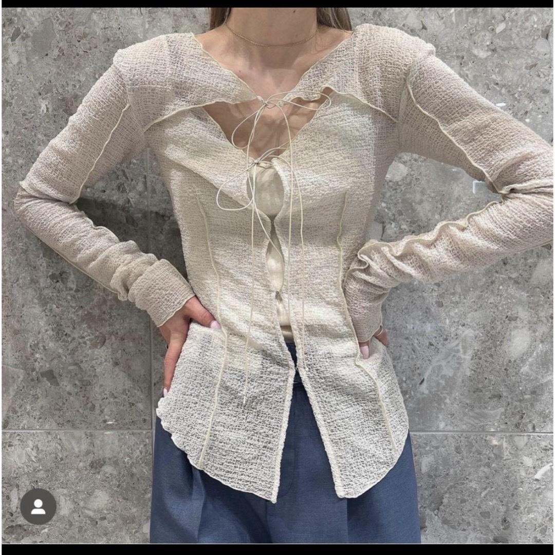LE CIEL BLEU - テクスチャーシアーボウトップ / Textured Sheer Bow