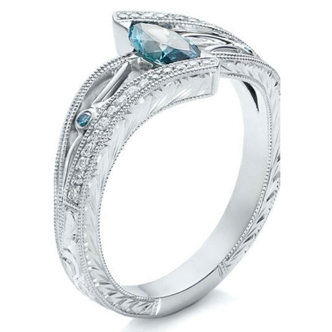 サファイア人工ダイヤモンドデザインリング レディースのアクセサリー(リング(指輪))の商品写真