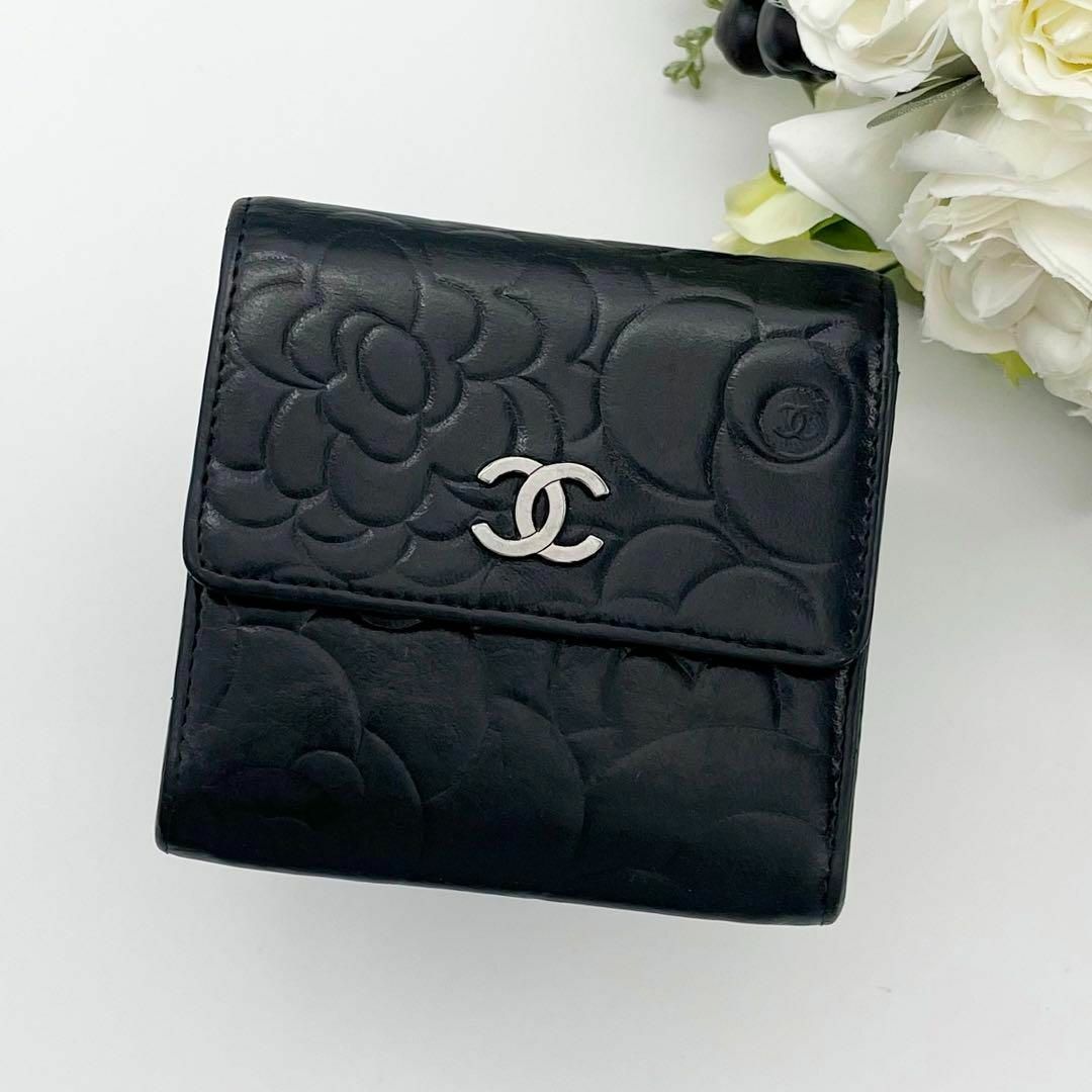 CHANEL  カメリア　財布　極美品