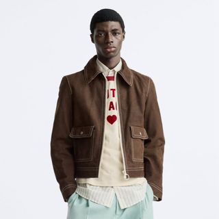 ザラ(ZARA)のトップステッチ スエードジャケット X HARRY LAMBERT(レザージャケット)