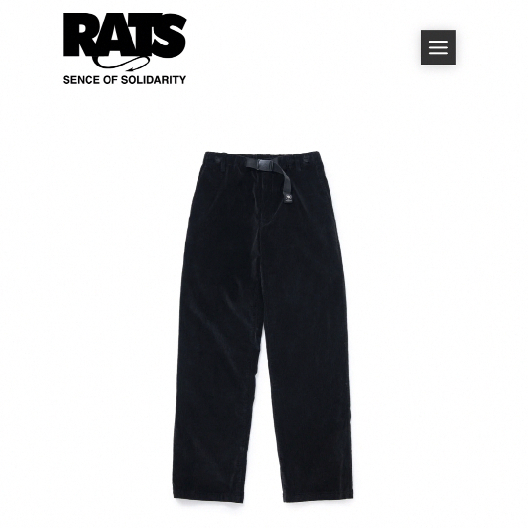 RATS - キムタク着 RATS CORDUROY EASY PANTS 黒M 新品 ラッツの通販