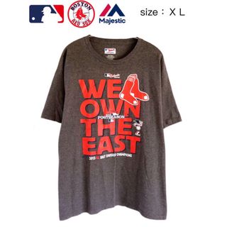 マジェスティック(Majestic)のMLB　ボストン・レッドソックス　Tシャツ　XL　グレー　USA古着(Tシャツ/カットソー(半袖/袖なし))