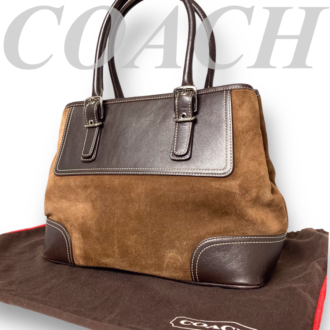 かばんのSanQ全商品COACH コーチ　トートバッグ　ハンドバッグ　スウェード　本革　コンビ　茶　黒