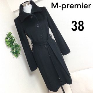 エムプルミエ(M-premier)のエムプルミエ黒ブラックのアンゴラロングコート38(ロングコート)