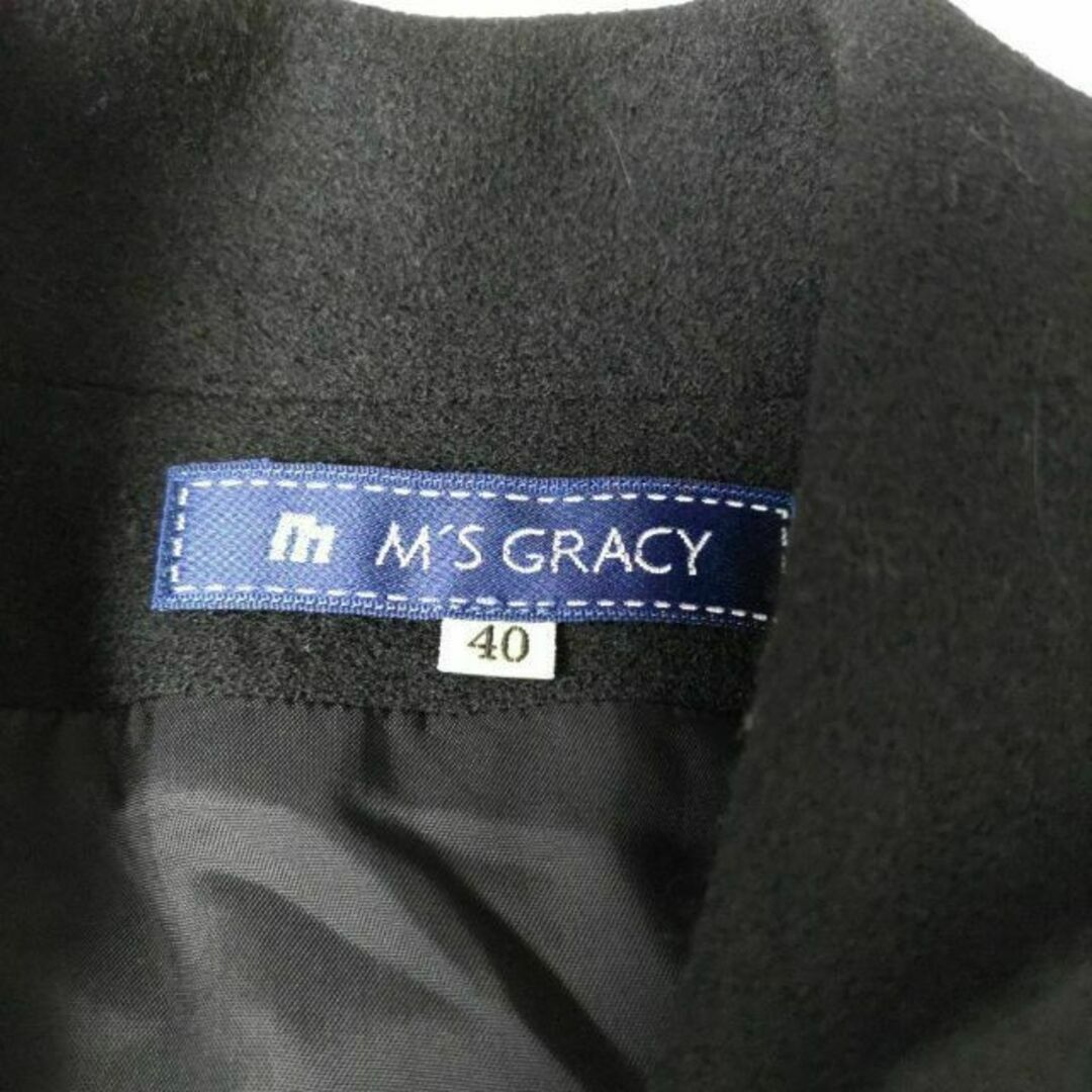 M's GRACY エムズグレイシー ポンチョ風 ハーフコート 黒 40