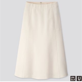 ユニクロ(UNIQLO)のユニクロ　ジャージーフレアスカート White（丈標準73～77cm）(ひざ丈スカート)