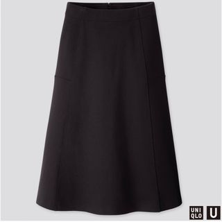 ユニクロ(UNIQLO)のジャージーフレアスカート Black（丈標準73～77cm）(ひざ丈スカート)