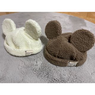 ディズニー(Disney)のディズニー　ボアキャップ　もこもこ帽子　2点セット(キャラクターグッズ)