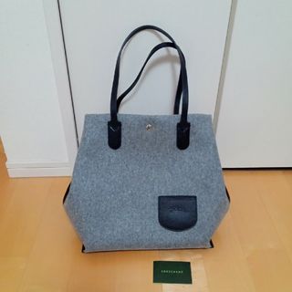 ロンシャン　LONGCHAMP ウール　ハンドバッグ　ロゴ刺繍