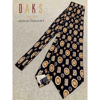 ダックス(DAKS)の【美品】DAKS／ダックス／シルクタイ／小紋柄／ブラックベース／フランス製(ネクタイ)