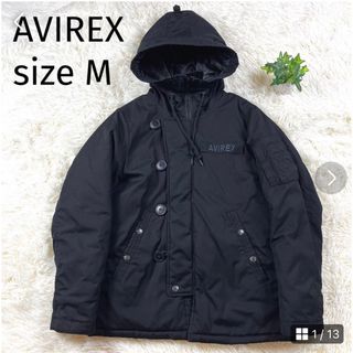 AVIREX　フード付　ダウンジャケット　ブラック　サイズL