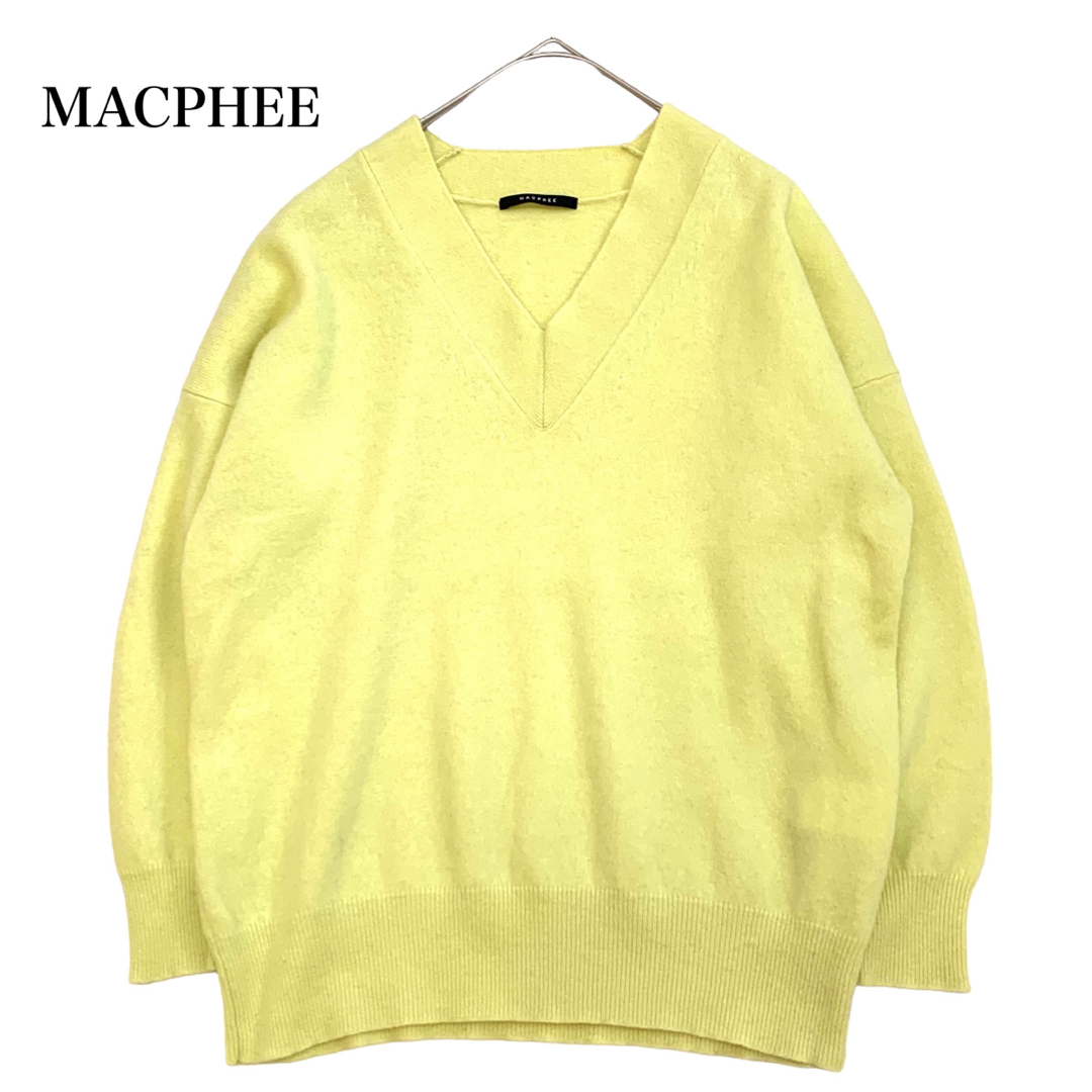 MACPHEE(マカフィー)のマカフィー カシミヤブレンド Vネック ニット セーター ゆったり 黄色 S レディースのトップス(ニット/セーター)の商品写真