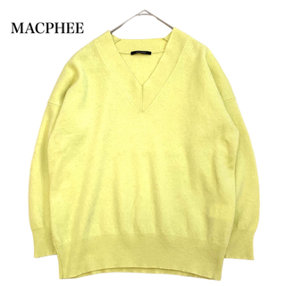 マカフィー(MACPHEE)のマカフィー カシミヤブレンド Vネック ニット セーター ゆったり 黄色 S(ニット/セーター)