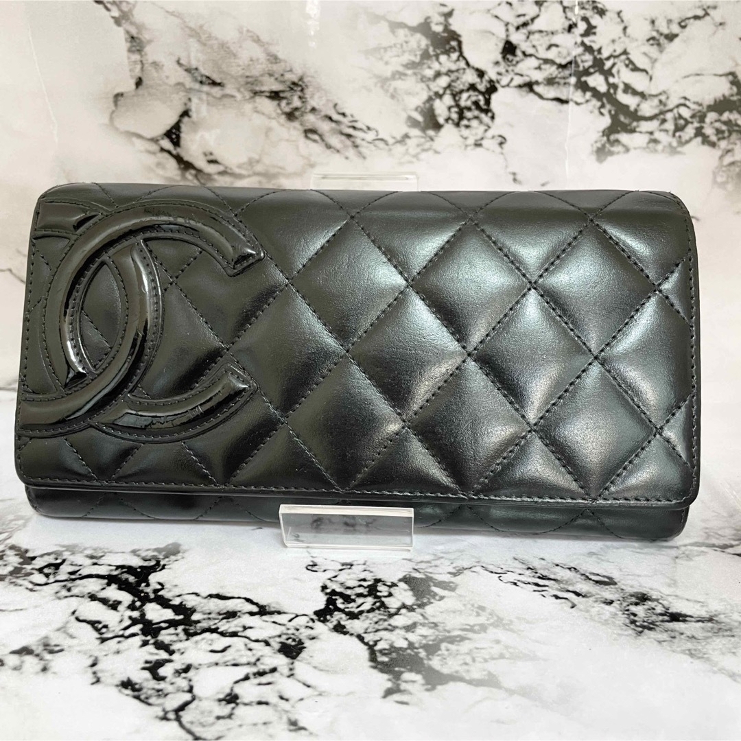 【早い者勝ち】美品★CHANEL　カンボンライン　マトラッセ　フラップ長財布　黒ブランド