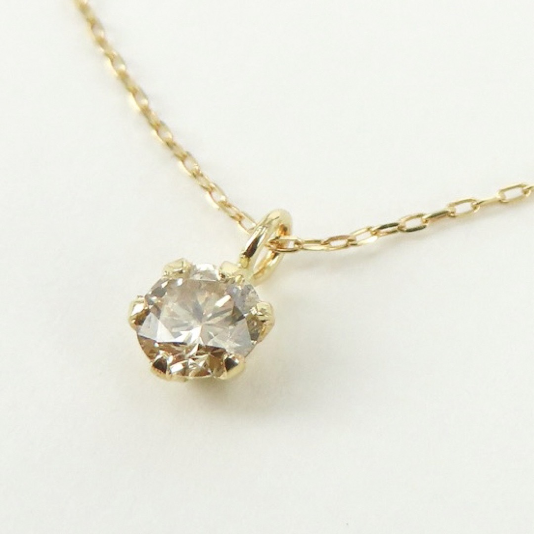 K18YG 天然ダイヤモンド0.15ct ネックレス　一粒ダイヤペンダント レディースのアクセサリー(ネックレス)の商品写真