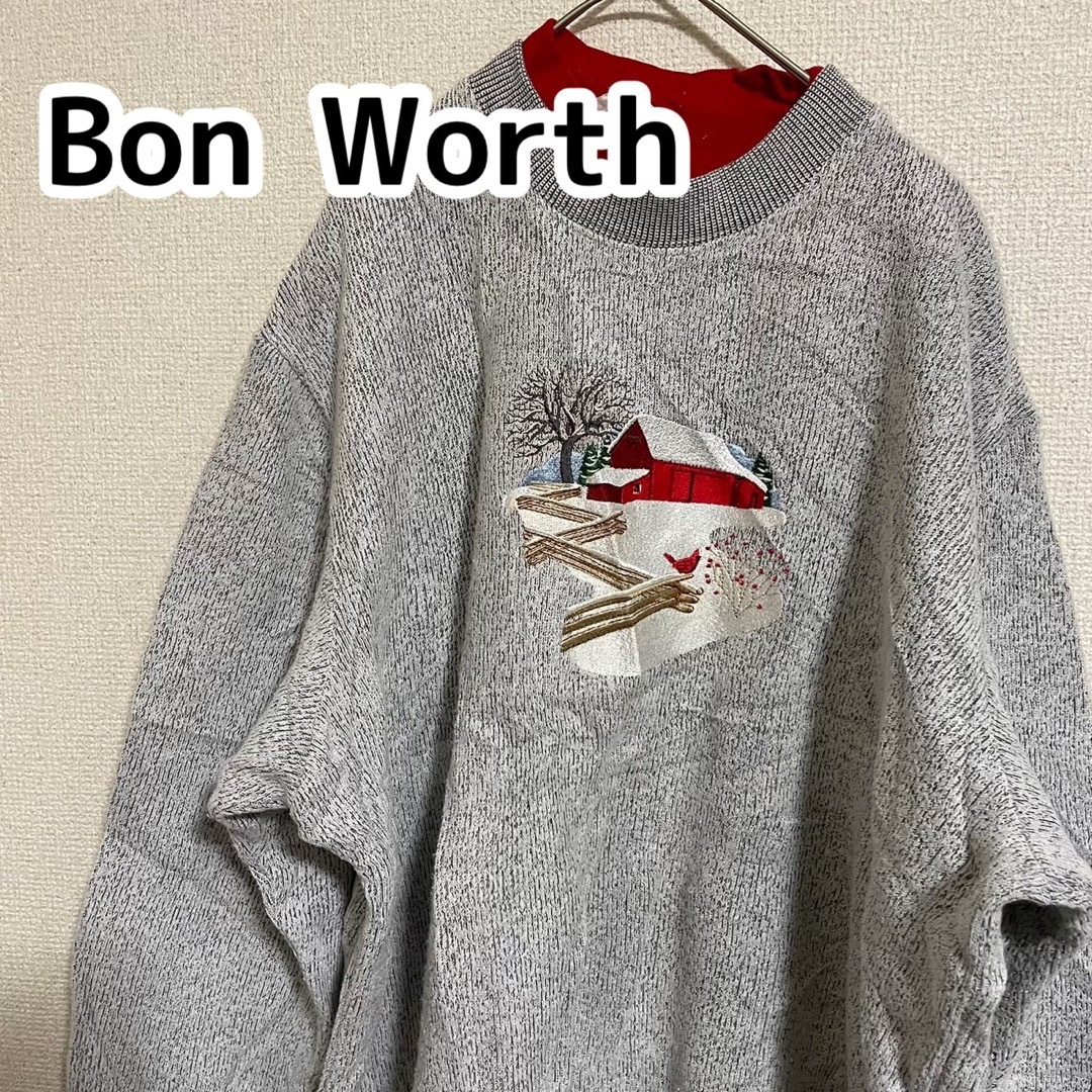 ●698【美品】US 古着 ヴィンテージ Bon Worth ニット トレーナー メンズのトップス(ニット/セーター)の商品写真