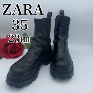 ザラ(ZARA)のZARA ザラ サイドゴアブーツ ショート 厚底 ブラック チェルシーブーツ (ブーツ)