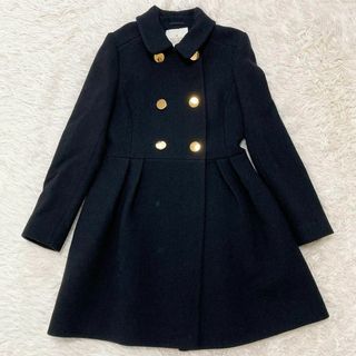 【美品】ケイトスペード　ロングコート　Ａライン　リボンステッチ　黒　XL