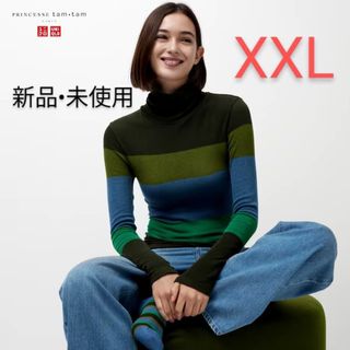 ユニクロ(UNIQLO)のユニクロ/プリンセスタムタム　ヒートテック極暖　シームレスリブタートルネックT(Tシャツ(長袖/七分))